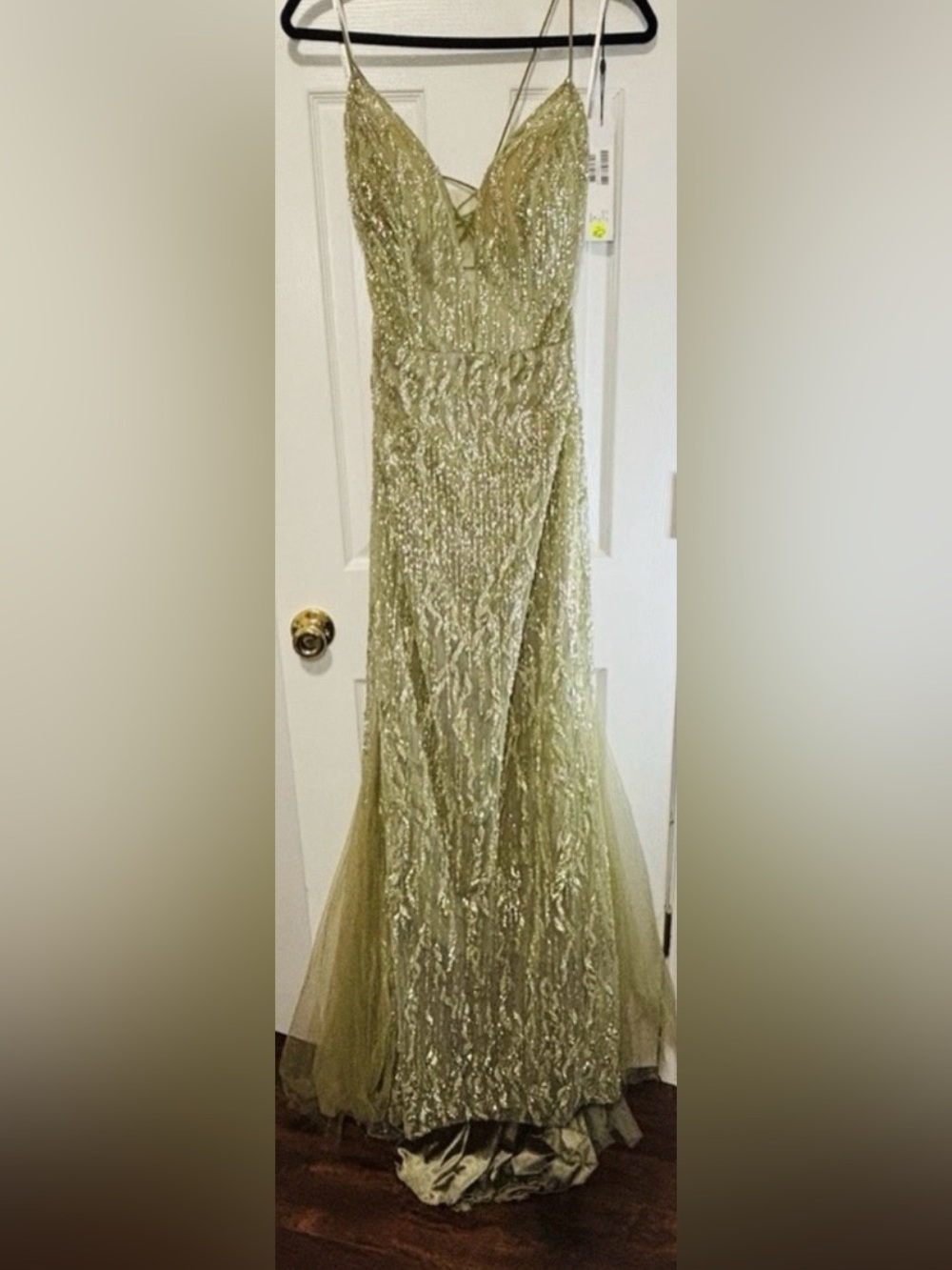NWT JOVANI Sz 12 Olive Back Zip Lined Sm Train #39292 - Picture 2 of 13